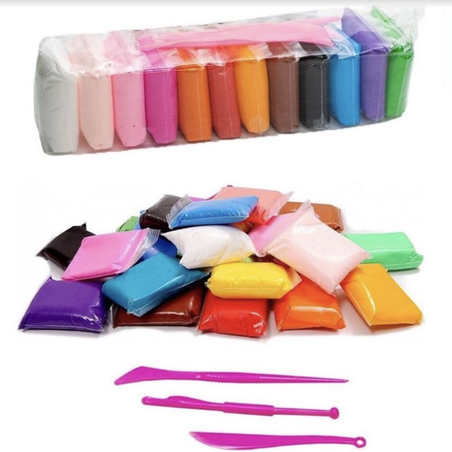 Screenshot Gaisa plastilīna komplekts ar 3 modelēšanas nazīšiem - Image 1
