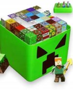 Magnētiskais konstruktors Minecraft stilā – 200 detaļas zaļā kastē