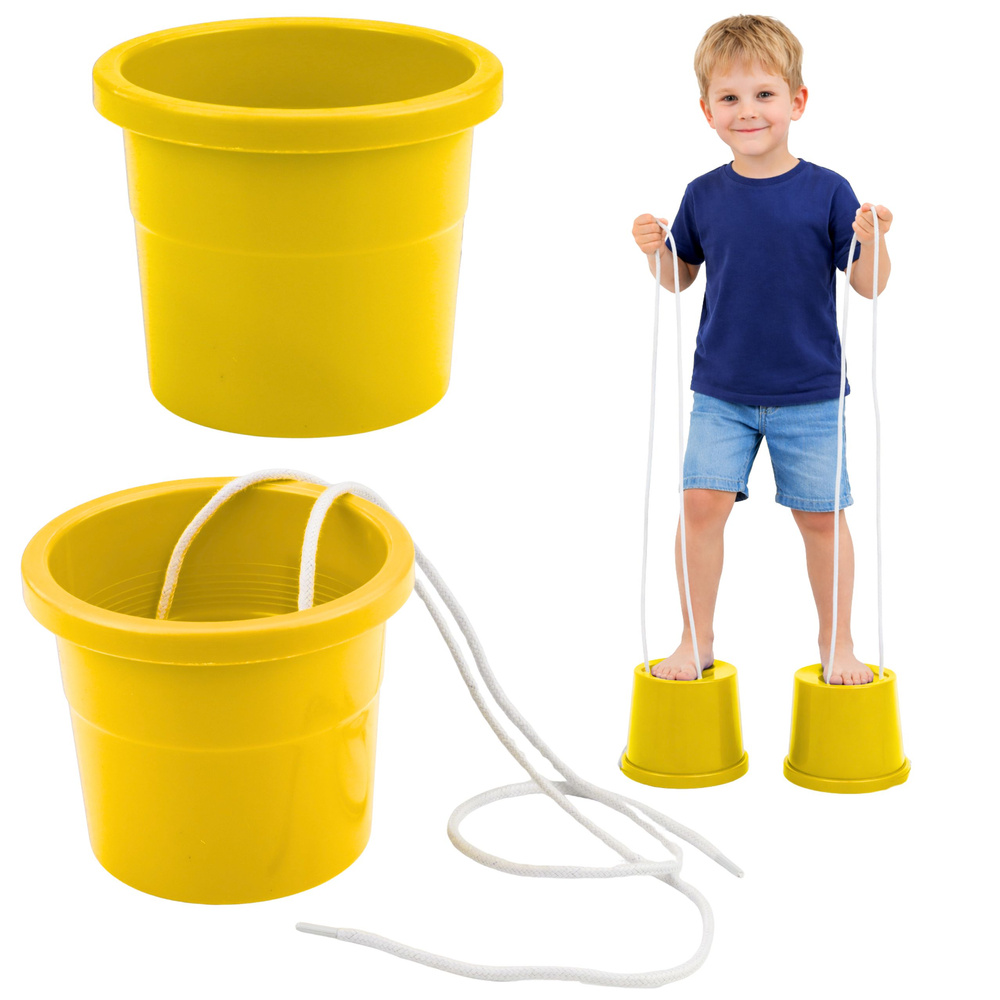 eng_pl_Bucket-Stilts-Cups-Balance-Training-Yellow-2-pcs-30654_1 Balansa ķekatas bērniem 11 x 13 cm - Image 1