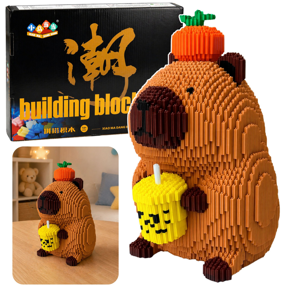 eng_pl_Capybara-Shake-Apple-3D-Construction-Blocks-Large-Figure-3900-pcs-25cm-31103_1 Konstruktors “Capybara Shake” – 3900 mikro detaļas - Image 1