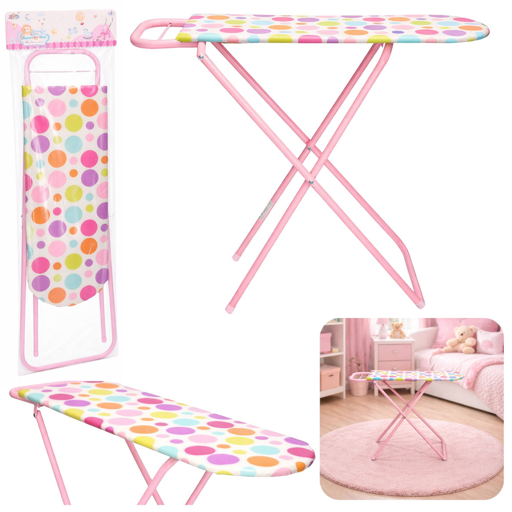 eng_pl_Foldable-Metal-Toy-Ironing-Board-for-Children-Dots-61-cm-30900_1 Bērnu gludināmais dēlis ar krāsainiem punktiņiem - Image 1