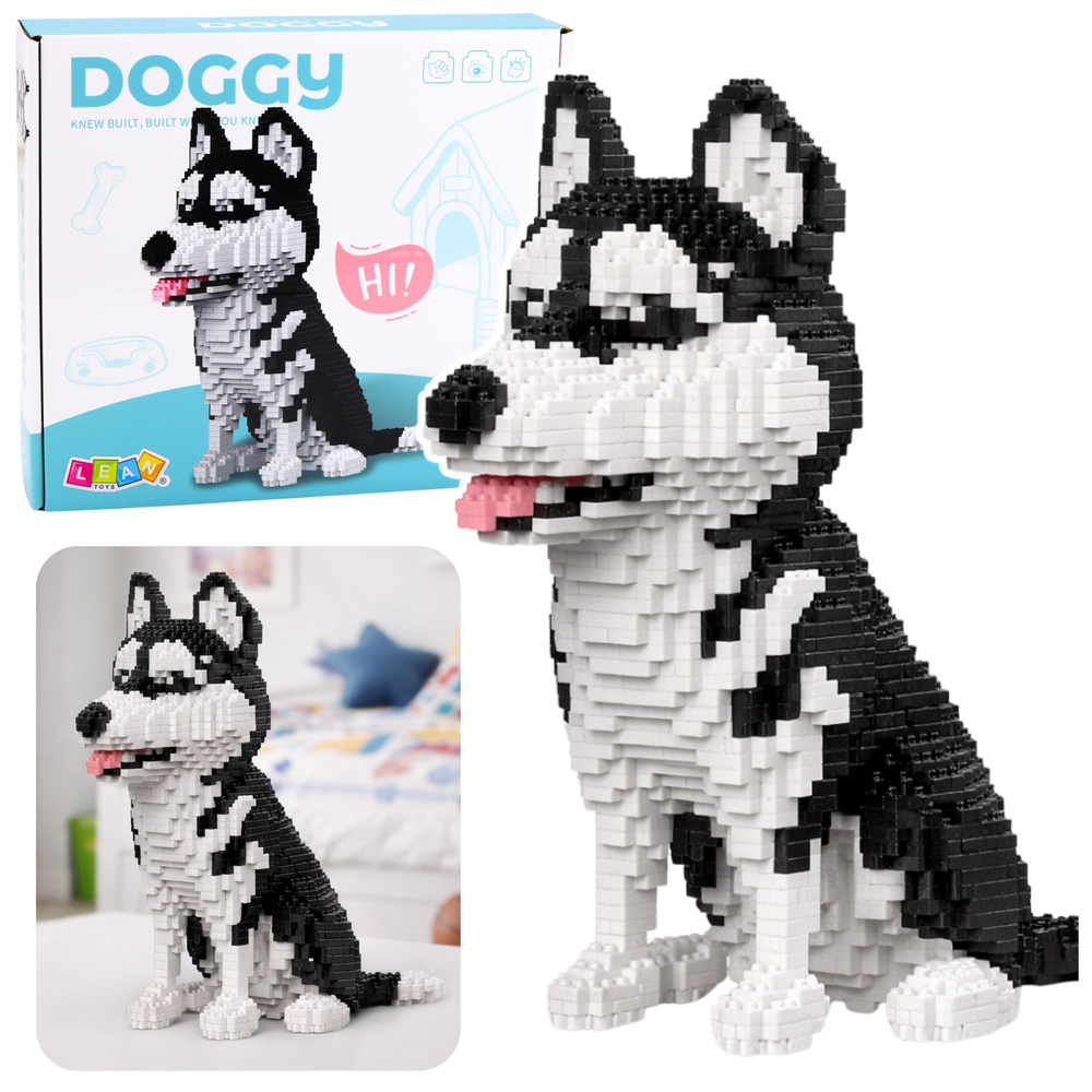 eng_pl_Husky-Dog-Construction-Blocks-Set-Black-and-White-3D-Figure-1900-pcs-31212_1 3D konstruktors “Husky suns” – 1900 detaļas - Image 1