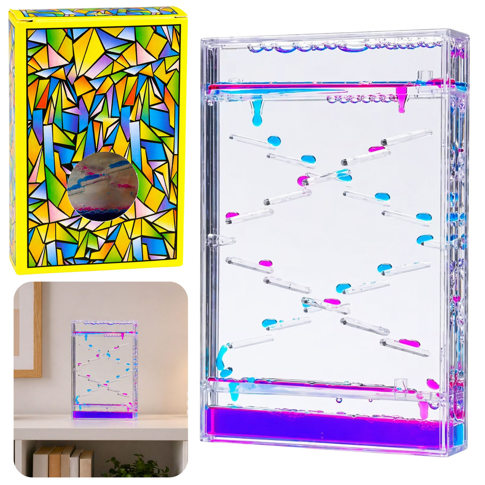 eng_pl_Liquid-Hourglass-Drops-Decorative-Timer-Ornament-Colorful-Drops-31072_1 Relaksējošs šķidruma smilšu pulkstenis ar krāsainiem pilieniem - Image 1