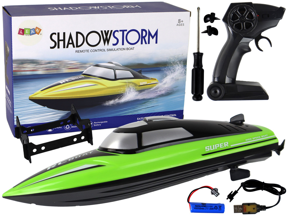 eng_pl_Remote-Controlled-Motorboat-R-C-2-4G-20-25km-h-Green-16078_1 Tālvadības motorlaiva R/C 2.4G – zaļa (20–25 km/h) - Image 1