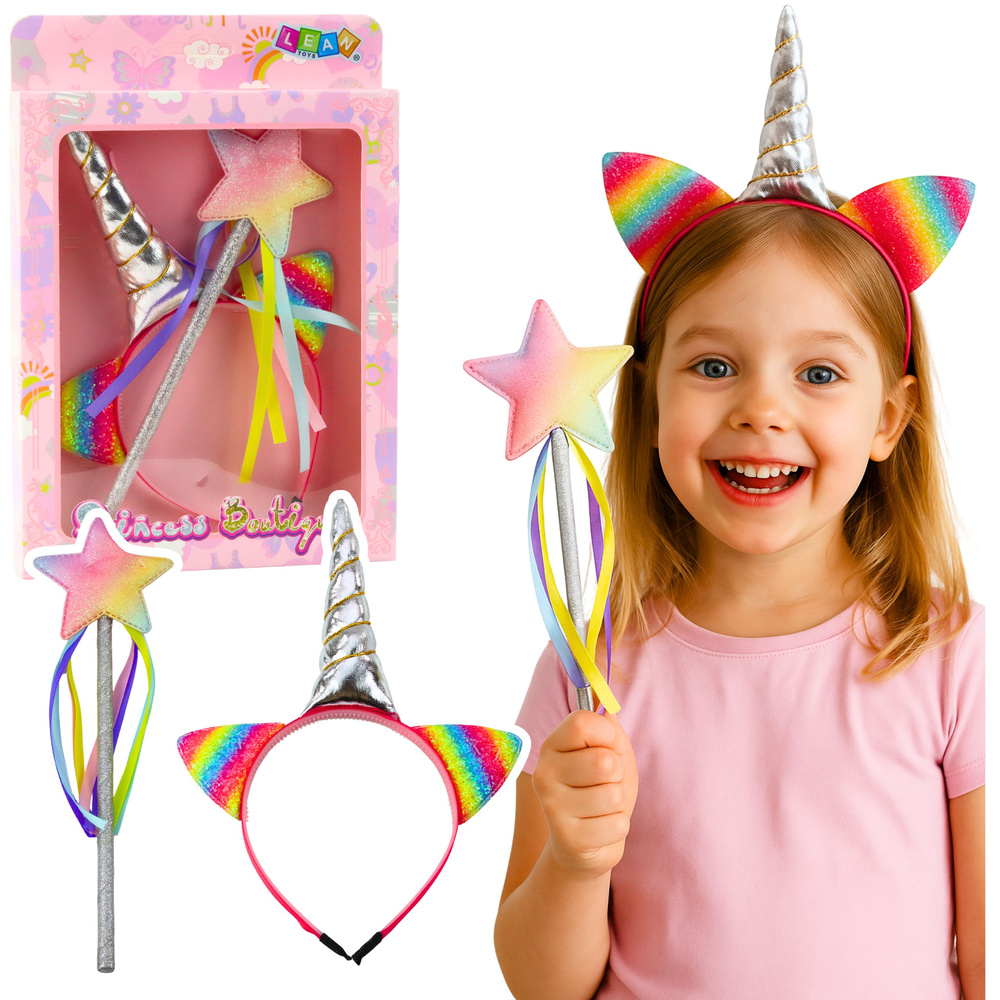 eng_pl_Unicorn-Horn-Ears-Wand-Hairband-Set-28116_1 Princeses vienradža aksesuāru komplekts ar stīpiņu un burvju nūjiņu - Image 1