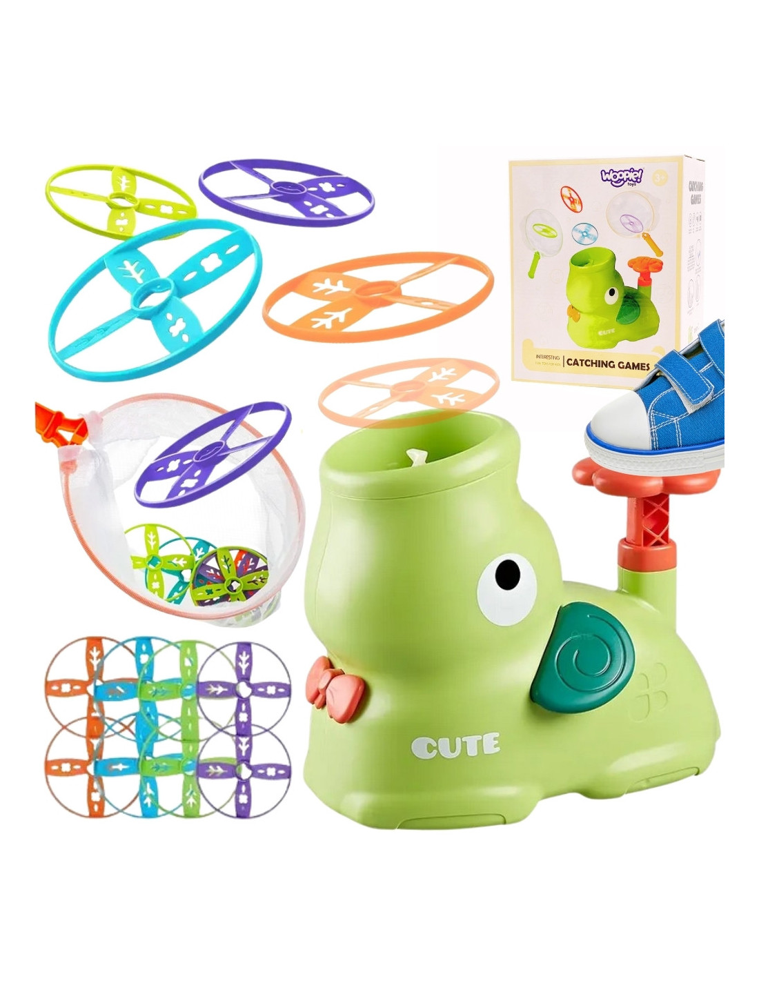 woopie-arcade-game-catch-frisbee-disc-launcher Arkādes spēle “Noķer lidojošo disku” ar ziloņa katapultu - Image 1