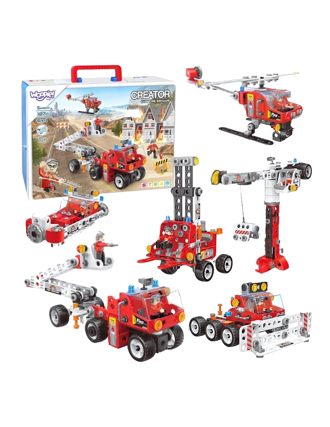 woopie-creator-city-fire-brigade-construction-set Creator City ugunsdzēsēju transporta konstruktors - Image 1