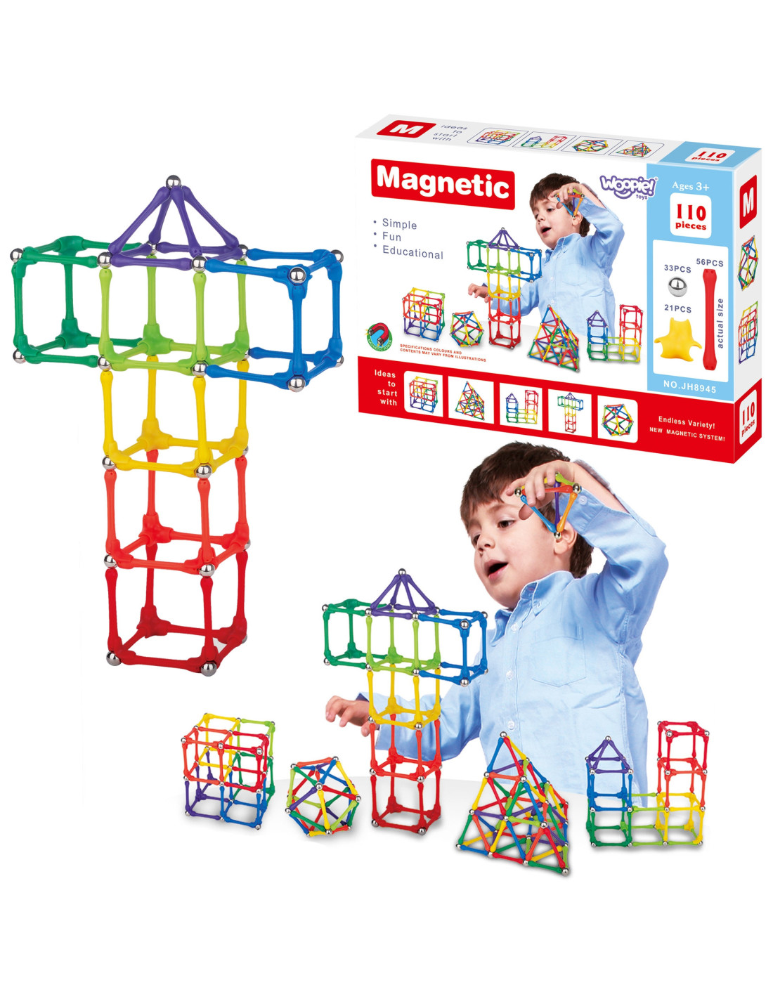 woopie-magnetic-construction-blocks-creative-puzzle-110-pcs Magnētiskais konstruktors radošā puzle 110 gab. - Image 1
