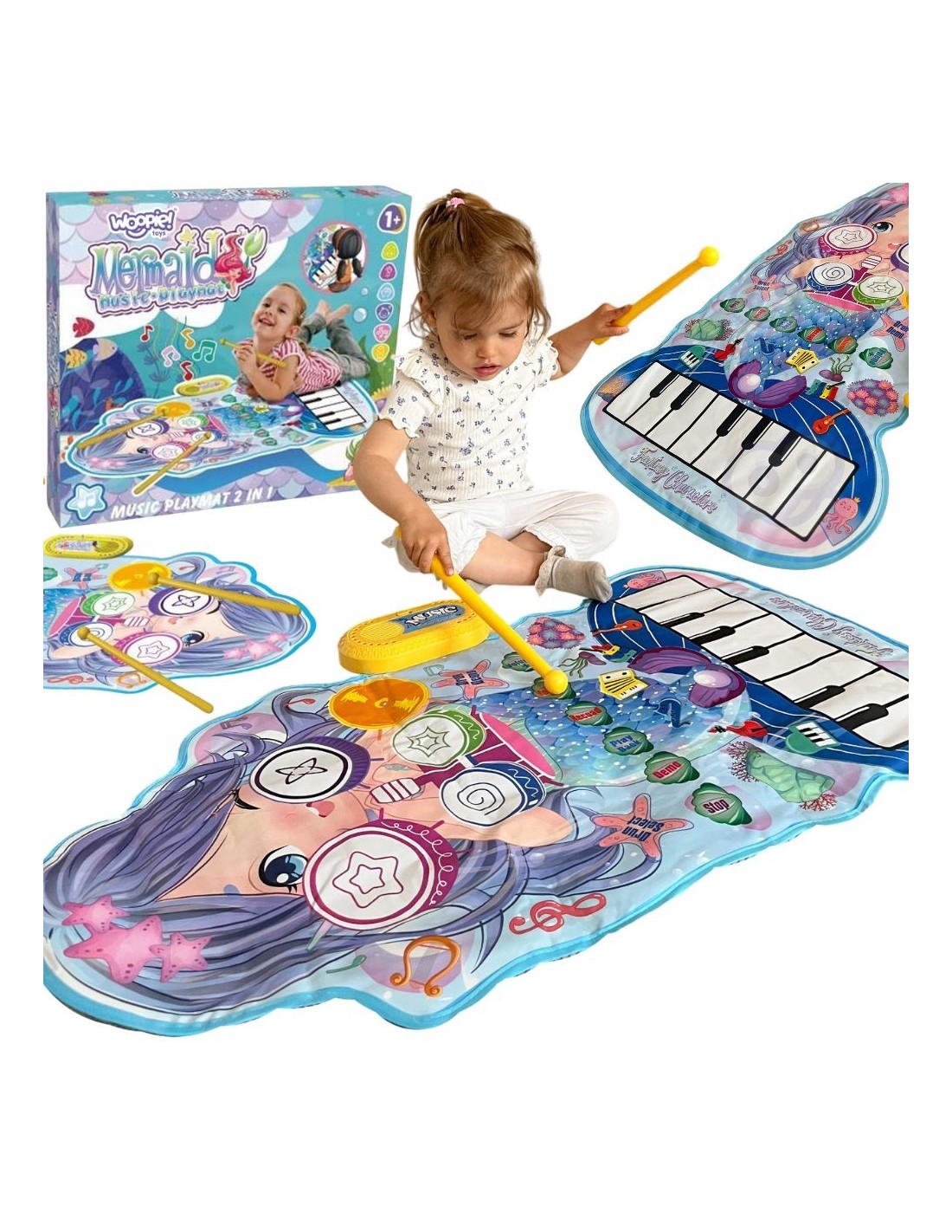 woopie-mermaid-musical-mat-2-in-1-interactive-drums Nāriņas muzikālais paklājiņš 2in1 — klavieres un bungas - Image 1