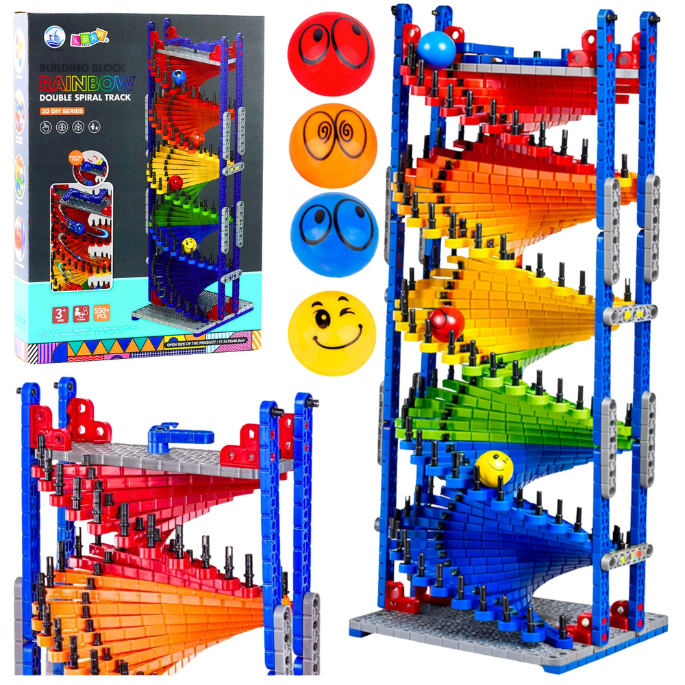 eng_pl_Educational-Construction-Blocks-Slide-Track-For-Balls-Colorful-550-pcs-28820_1 Bumbiņu Trases Tornis Konstruktors – 550 Detaļas - Image 1