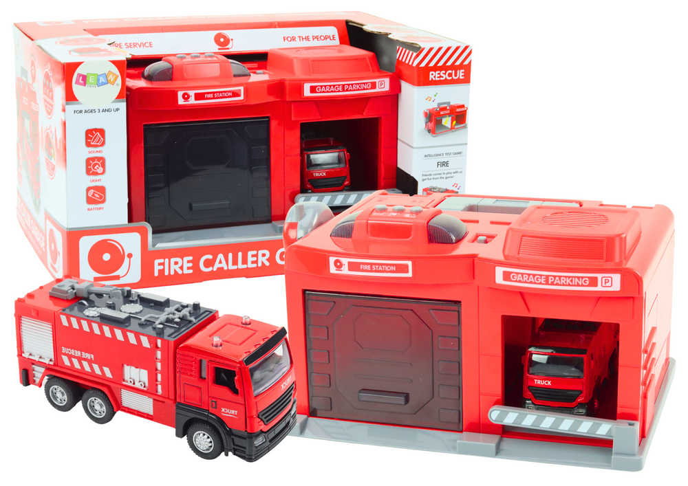 eng_pl_Garage-Base-Fire-Station-Truck-1-32-Walkie-Talkie-Lights-Sounds-18745_1 Ugunsdzēsēju stacija ar mašīnu un rāciju - Image 1