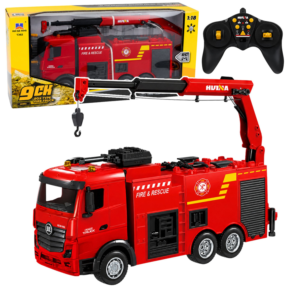 eng_pl_Huina-RC-Fire-Truck-with-Crane-and-Water-Cannon-1-18-13995_1 RC ugunsdzēsēju auto Huina 1362 ar celtni un ūdens lielgabalu - Image 1