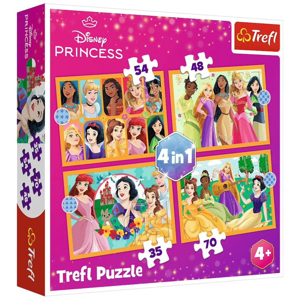 eng_pl_Puzzle-4-in-1-Fairytale-Stories-Disney-Princess-Trefl-34651-26677_1 Disney Princeses puzļu komplekts 4 vienā - Image 1