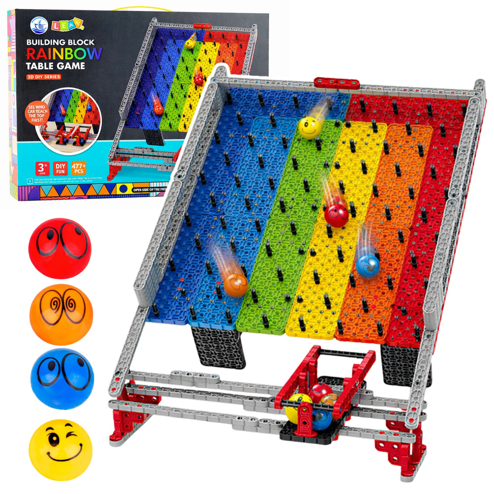 eng_pl_Rainbow-Board-Blocks-Ball-Track-Slide-Ball-Catching-Game-477-pcs-28819_1 Varavīksnes Bumbiņu Trases Konstruktors – 477 Detaļas - Image 1