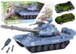 Militārais tanks ar izjaucamu konstrukciju un skaņas efektiem
