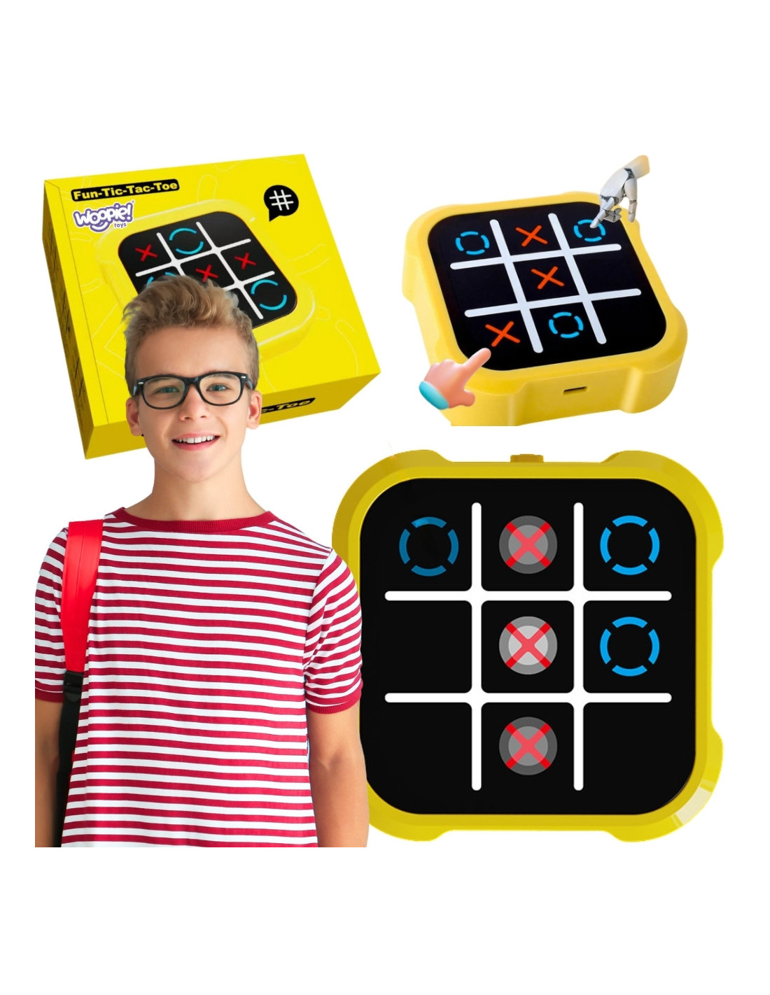 woopie-electronic-tic-tac-toe-logical-educational-4-in-1-game Elektroniskā spēle "Krustiņi un nullītes" - Image 1
