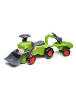 FALK Claas stumjamais traktors ar piekabi, frontālo iekrāvēju un kausu