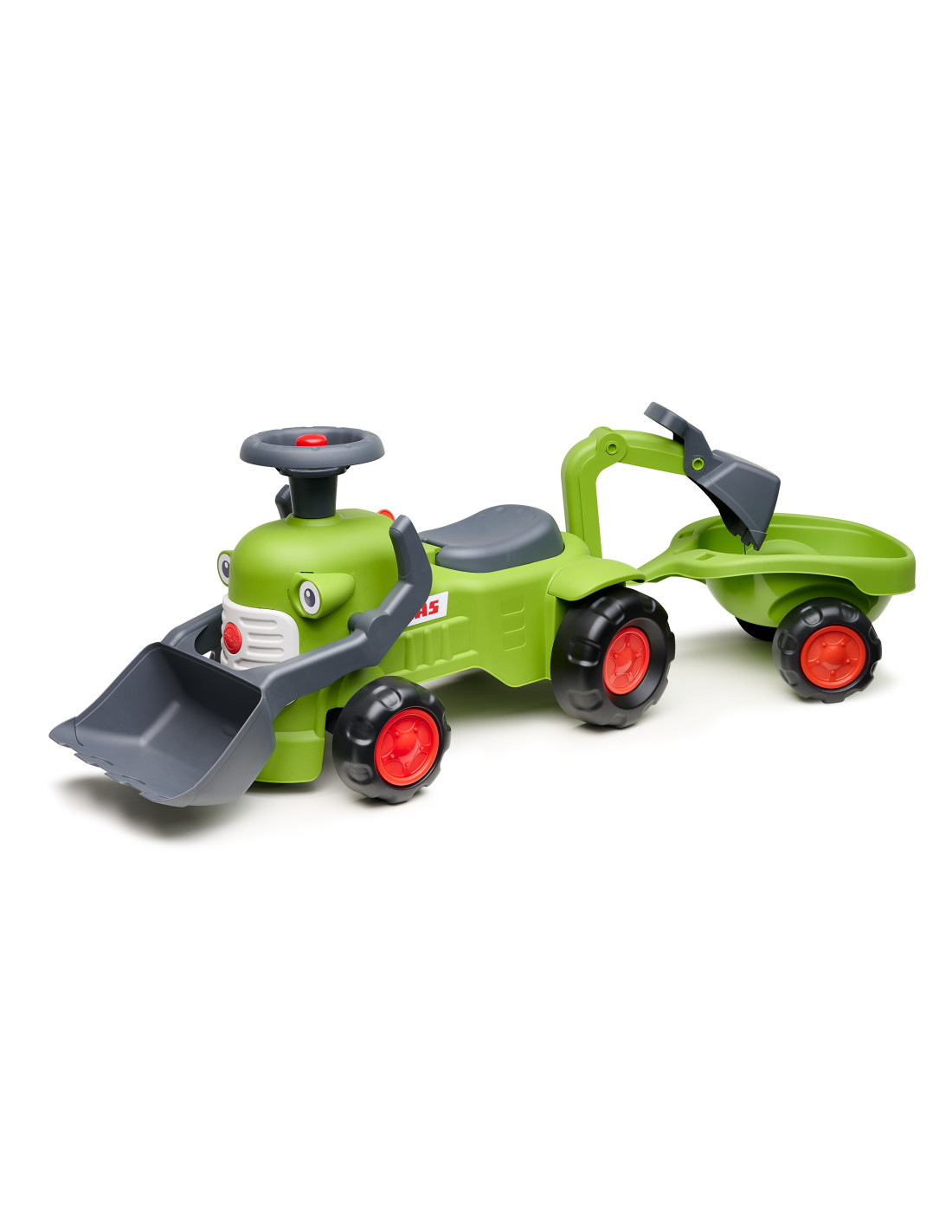 falk-claas-ride-on-tractor-with-trailer-loader-and-bucket FALK Claas stumjamais traktors ar piekabi, frontālo iekrāvēju un kausu - Image 1