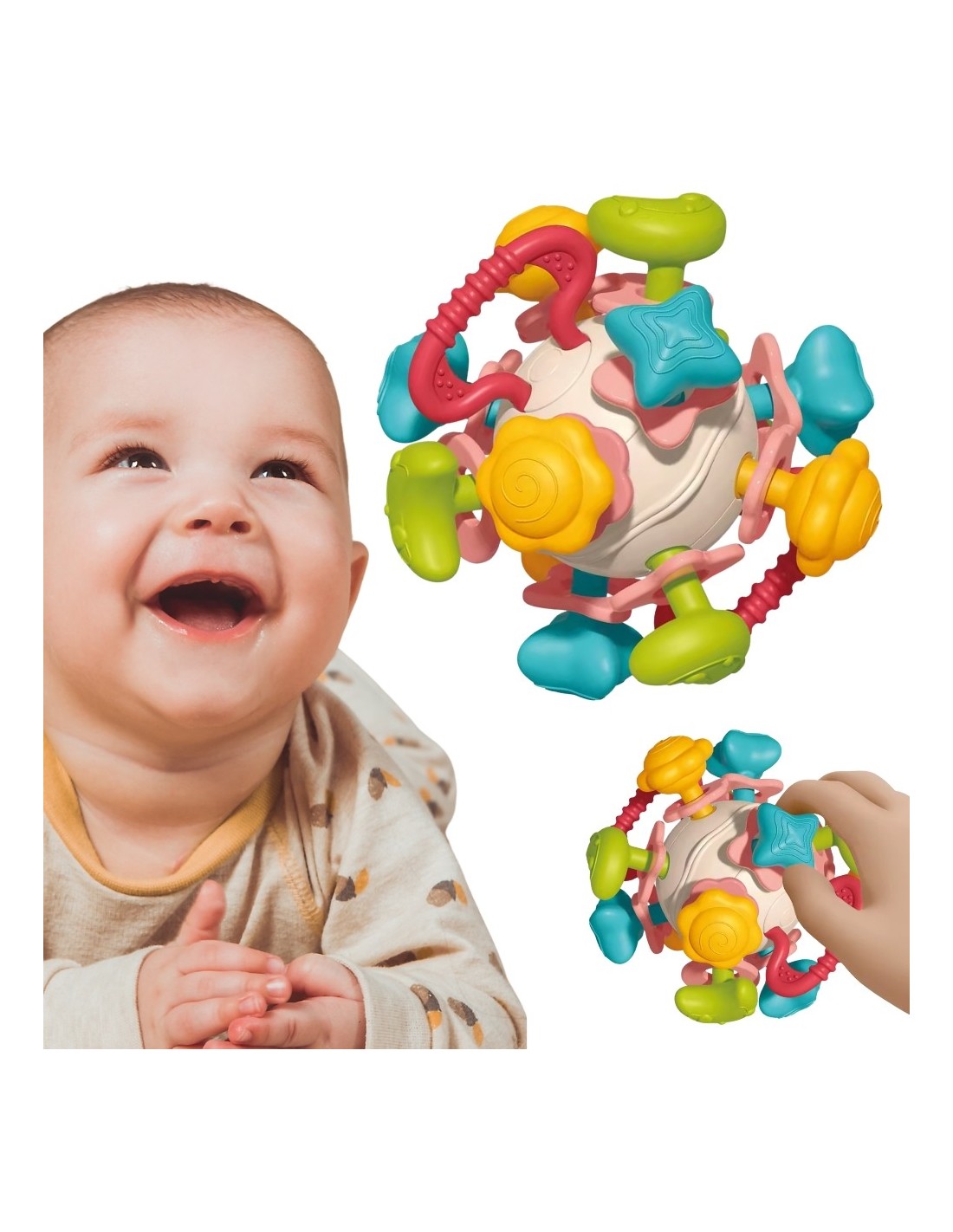 woopie-baby-soft-rattle-4-in-1-teether-sensory-toy-for-babies-0m Mīkstais 4-in-1 grabulis un graužamā rotaļlieta zīdaiņiem - Image 1