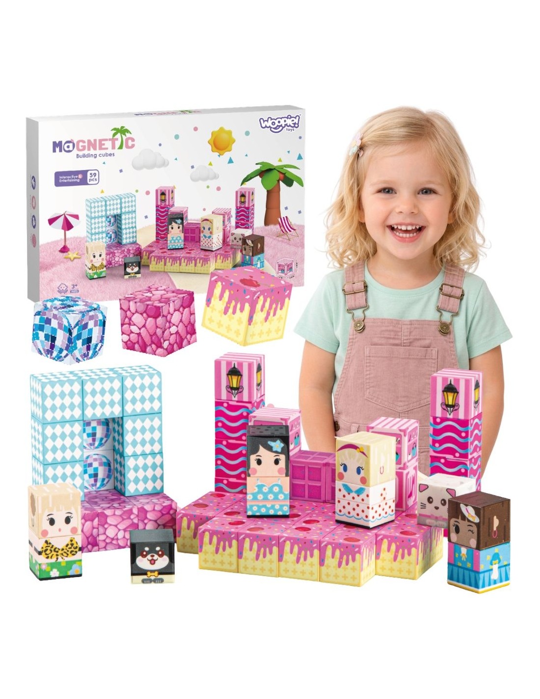 woopie-magnetic-blocks-cubes-magnets-59pcs-3d Magnētiskie būvēšanas kubi 3D – 59 detaļas - Image 1
