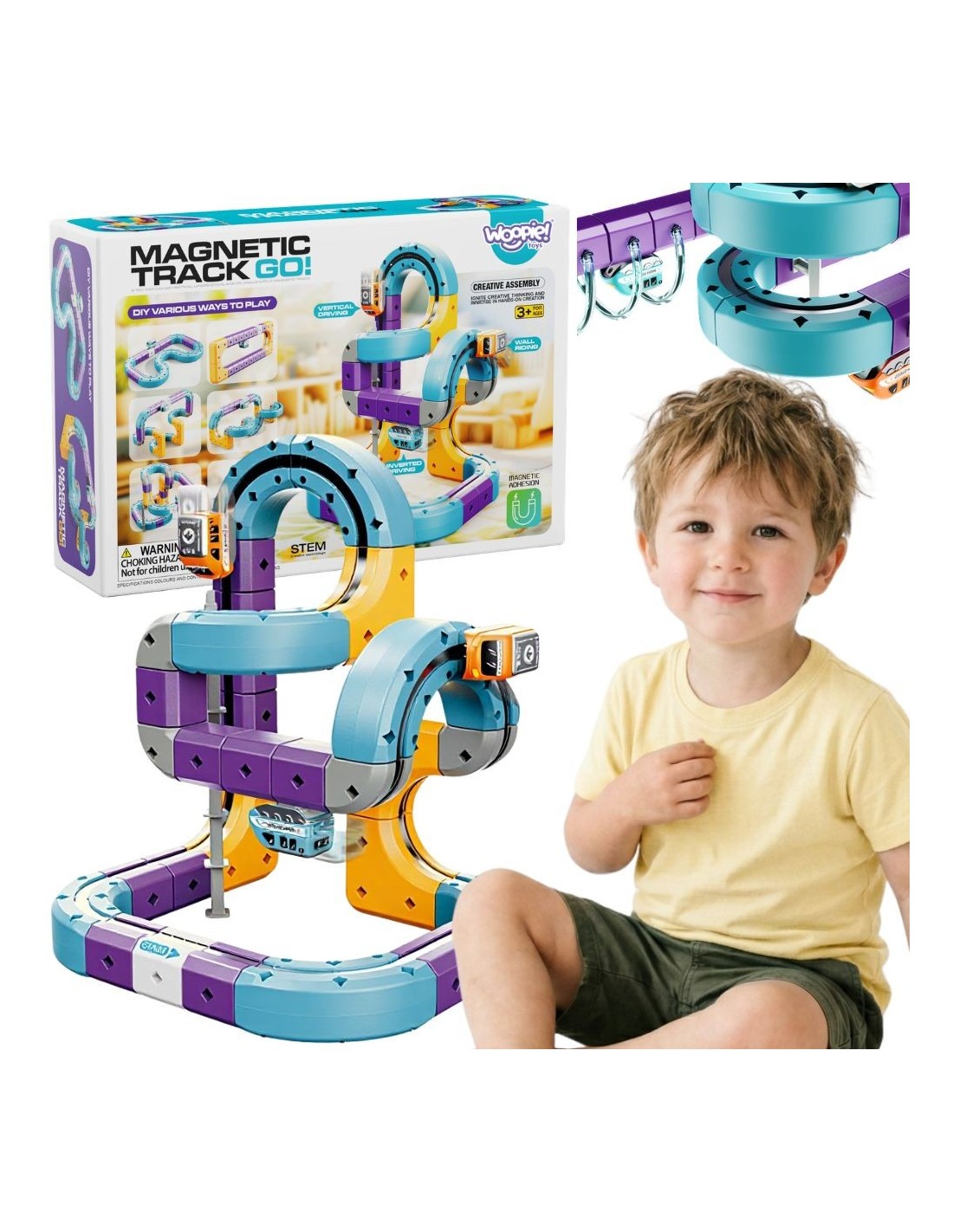 woopie-magnetic-train-track-construction-set-with-attraction-effect-54-pcs Magnētiskais vilciena sliežu konstrukcijas komplekts ar pievilkšanās efektu, 54 detaļas - Image 1