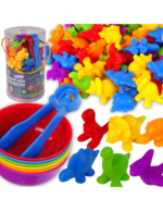 Montessori Krāsu Šķirošanas Spēle "Dinozauri" – 56 Detaļas