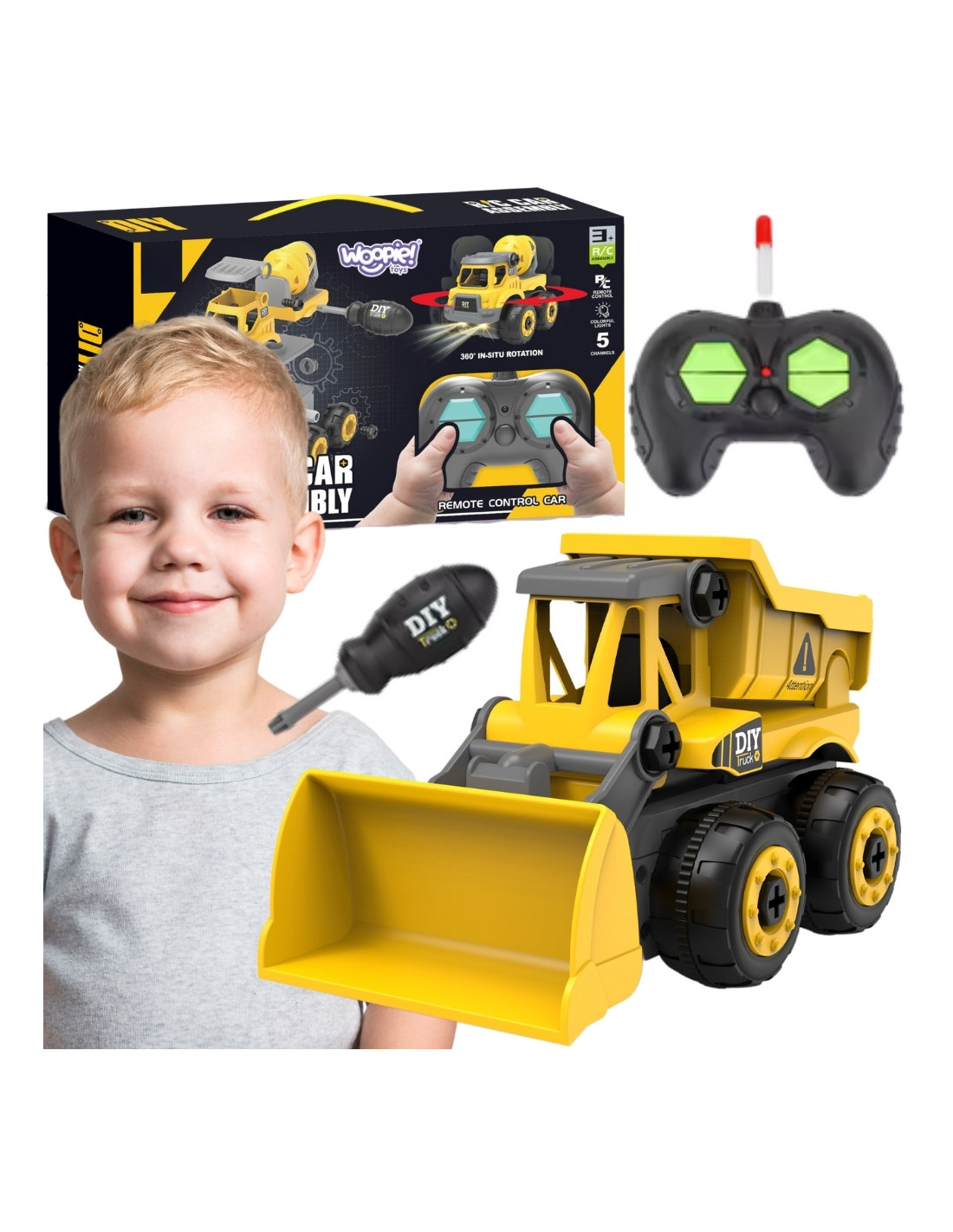 woopie-remote-controlled-diy-construction-car Tālvadības DIY ekskavators saliekams ar pulti - Image 1