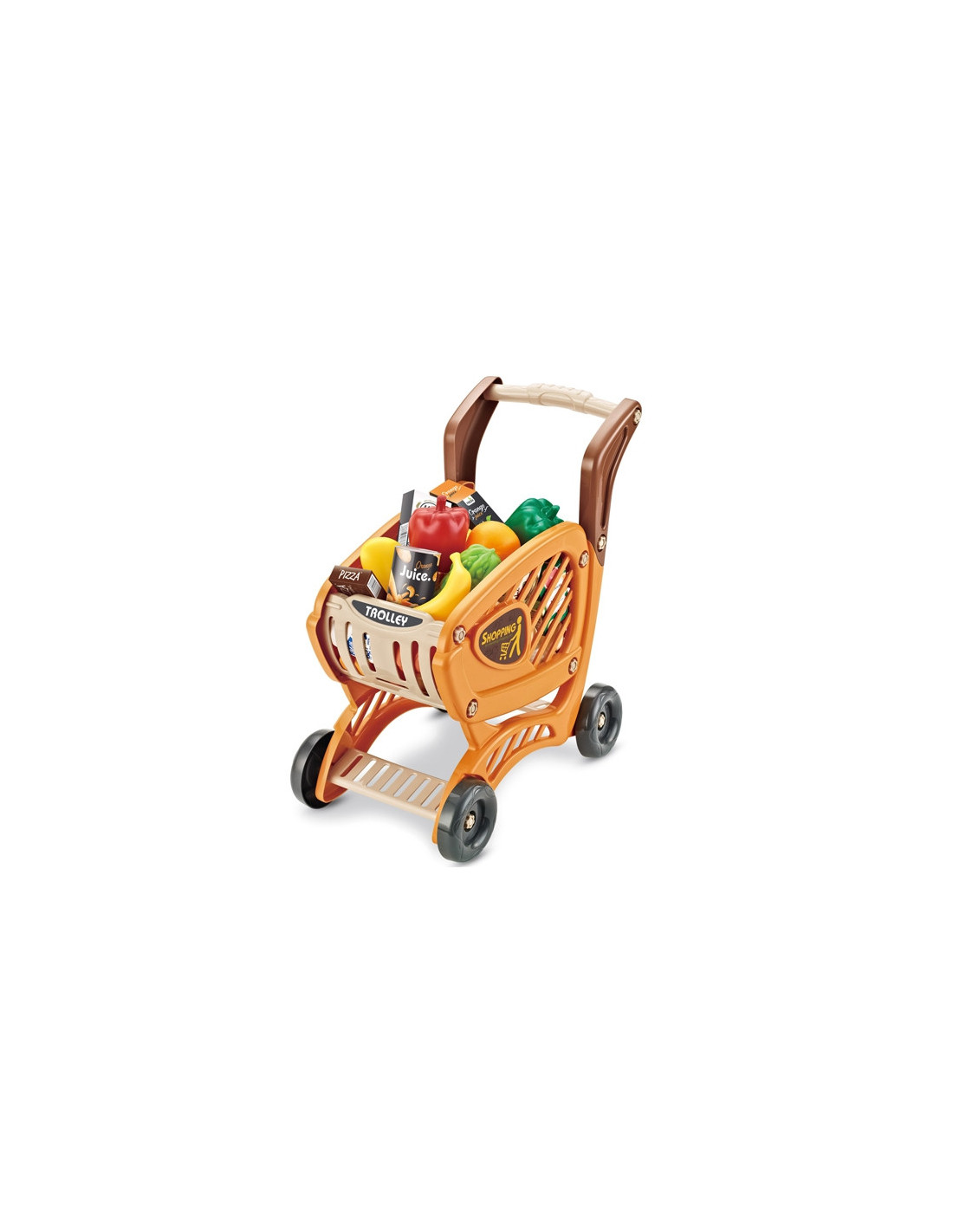 woopie-shopping-cart-for-children-movable-parts-42-accs Bērnu Iepirkumu Ratiņi ar Pārtikas Produktiem – 42 Piederumi - Image 1